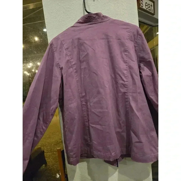 Denim & Co Women's L Purple Embroidered Spring Jacket Mid-Length - Picture 12 of 13
